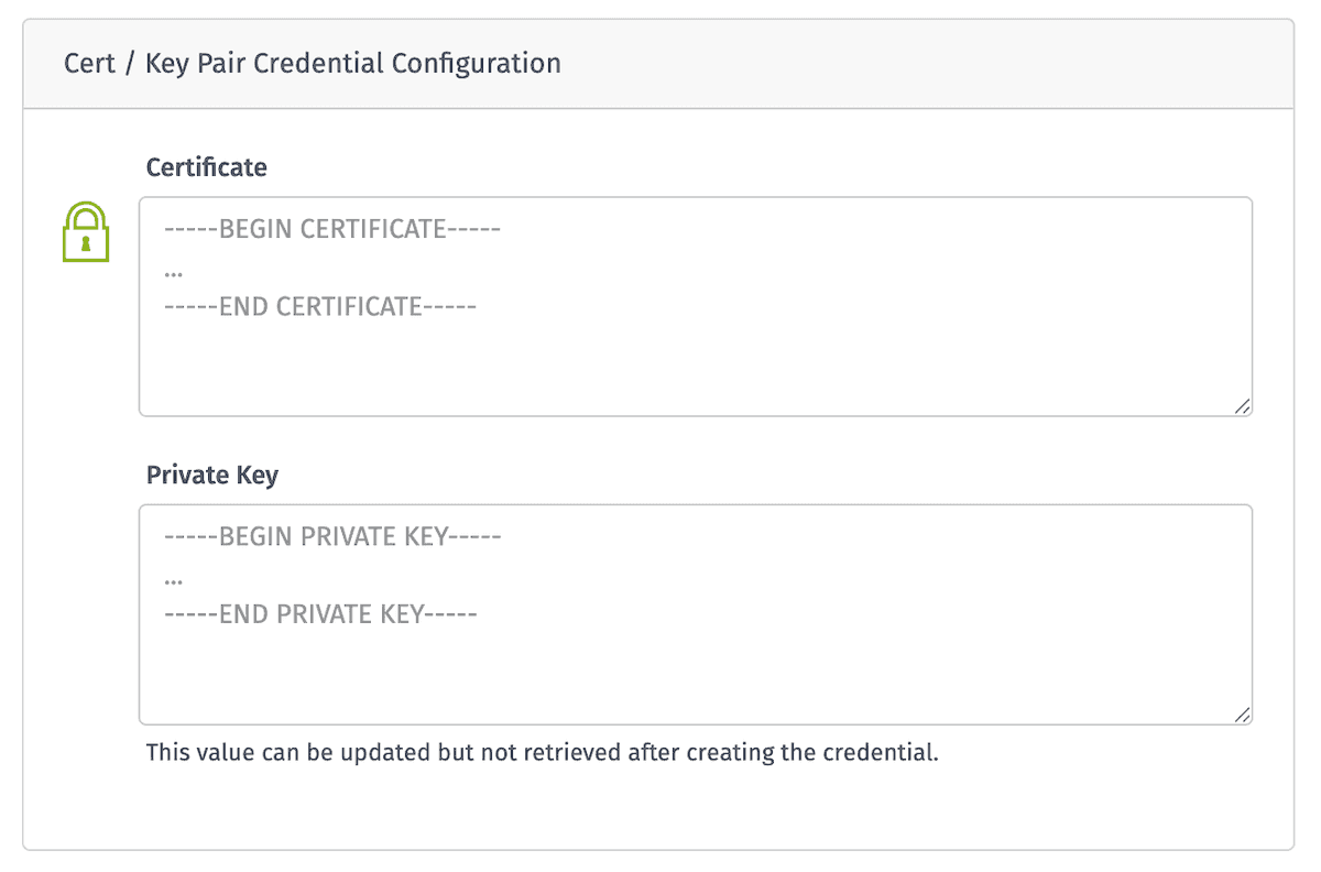 New Certificate / Key Pair Credential New Certificate / Key Pair Credential