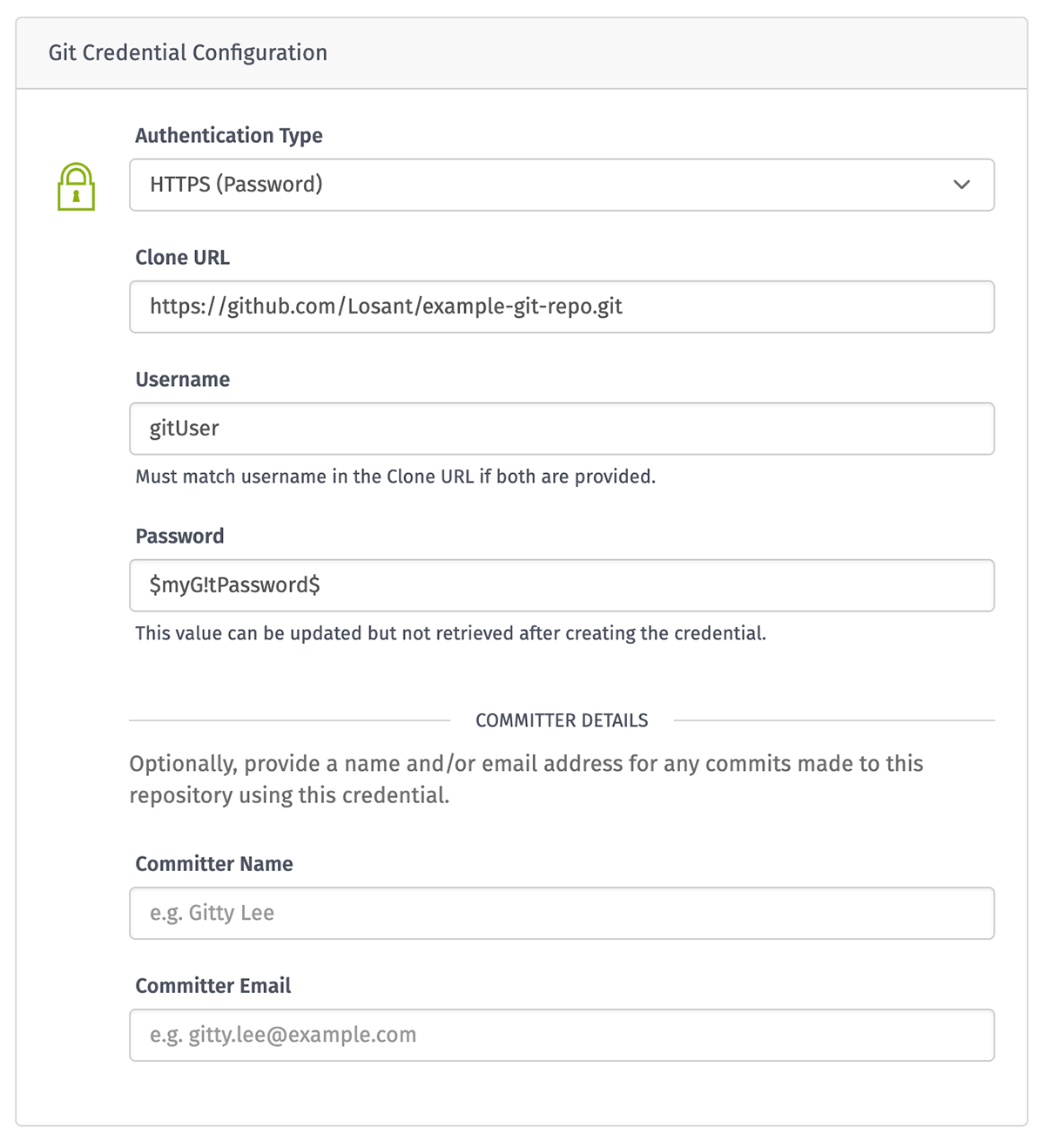 New Git Credential New Git Credential