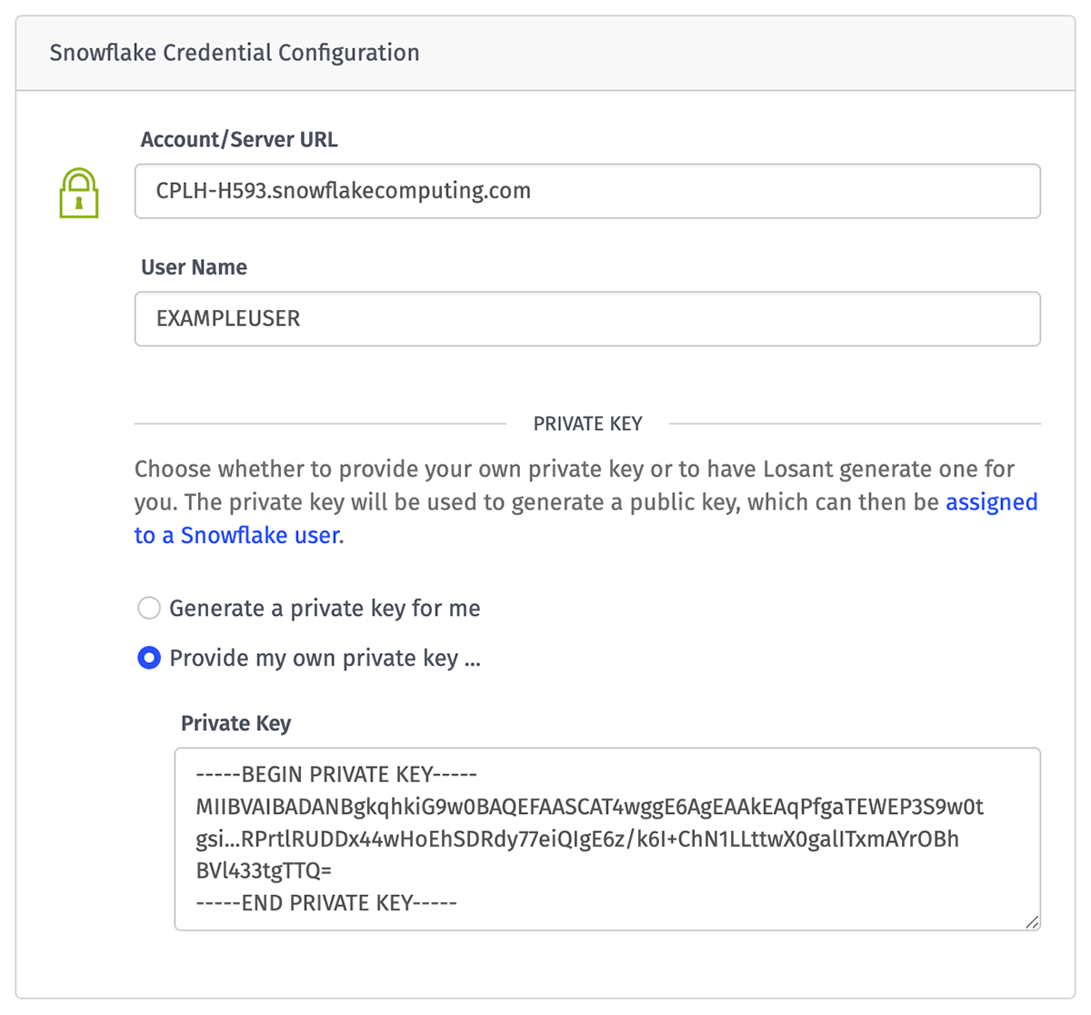 New Snowflake Credential New Snowflake Credential