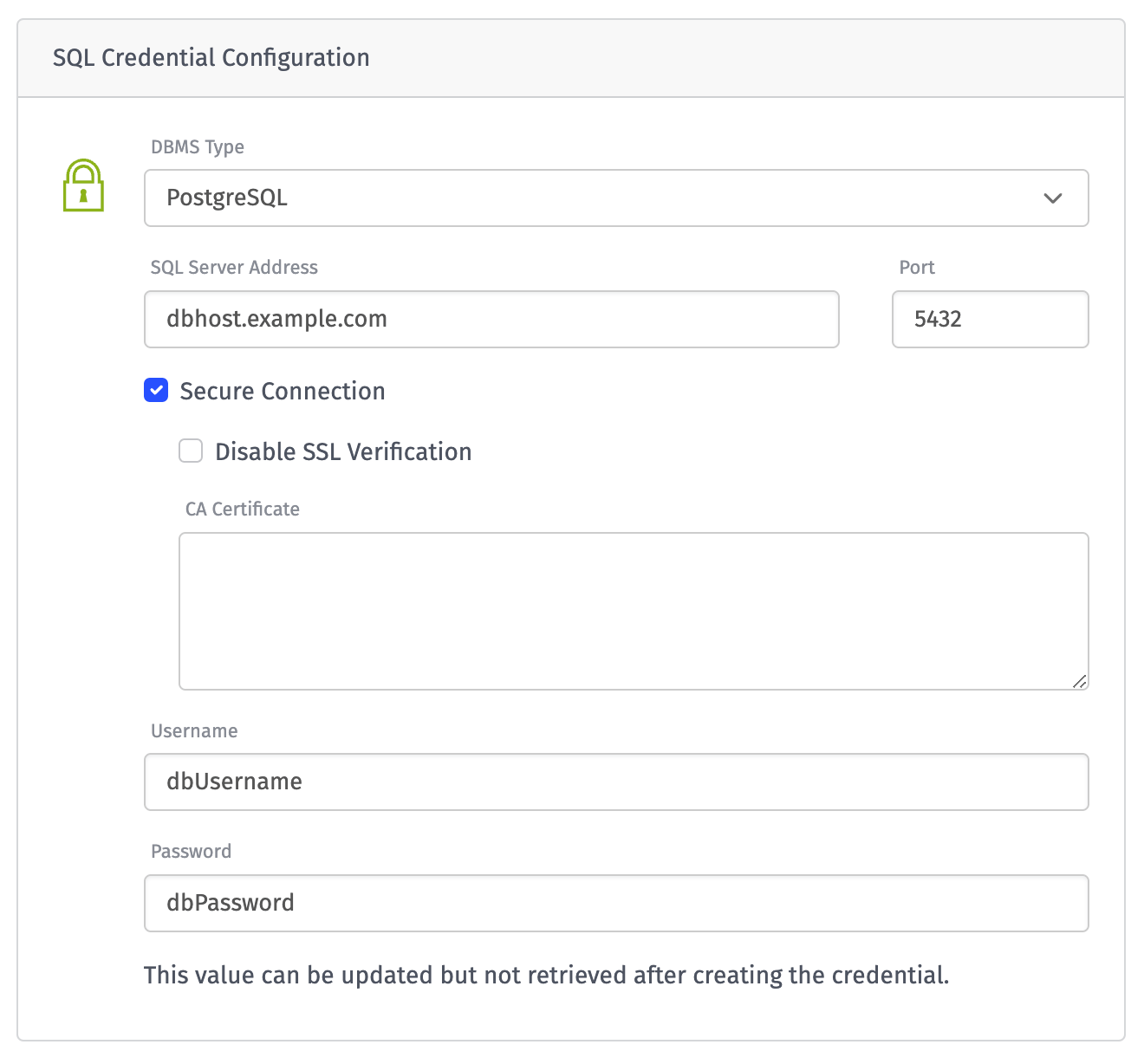 New SQL Credential New SQL Credential