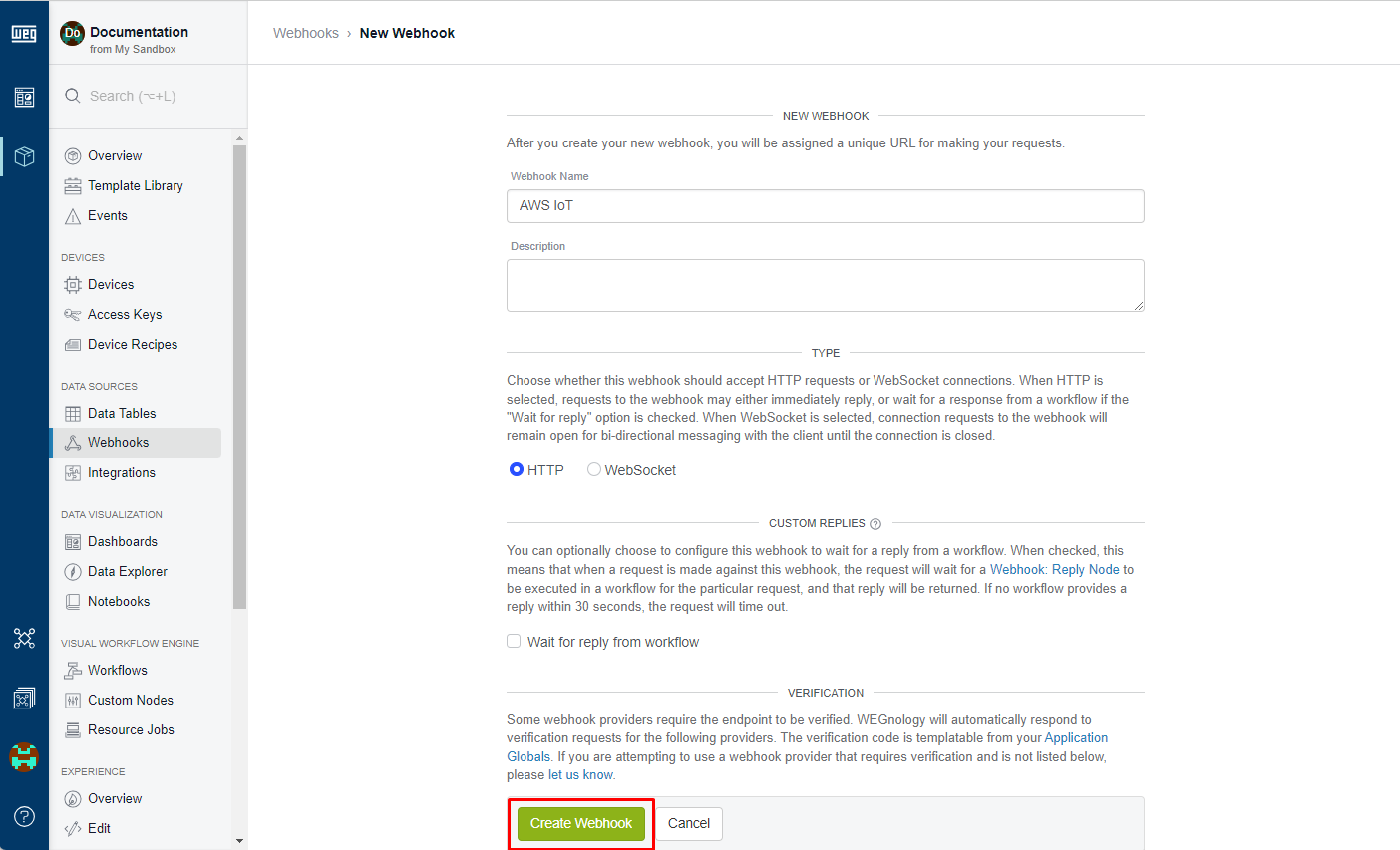 Creating a WEGnology Webhook Creating a WEGnology Webhook