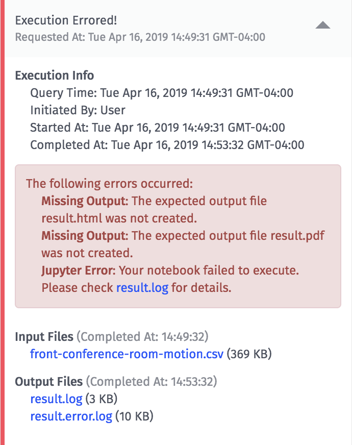 Notebook Execution Log Errors Notebook Execution Log Errors