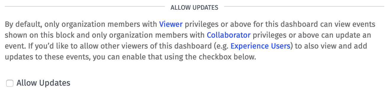 Open Event Indicator Allow Updates Open Event Indicator Allow Updates