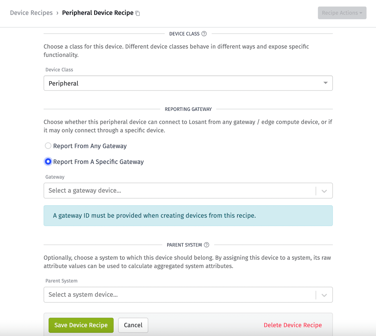 Peripheral Recipe Gateway Requirement Peripheral Recipe Gateway Requirement