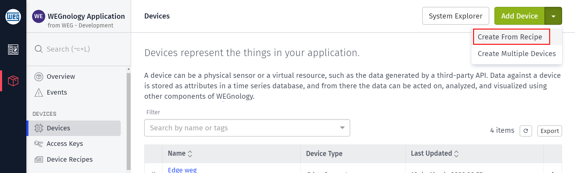 Single Device Creation Single Device Creation