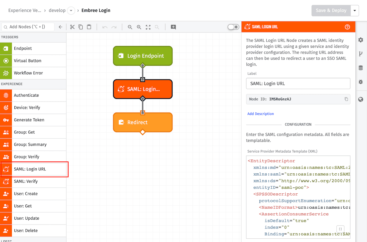 SAML: Login URL Node SAML: Login URL Node