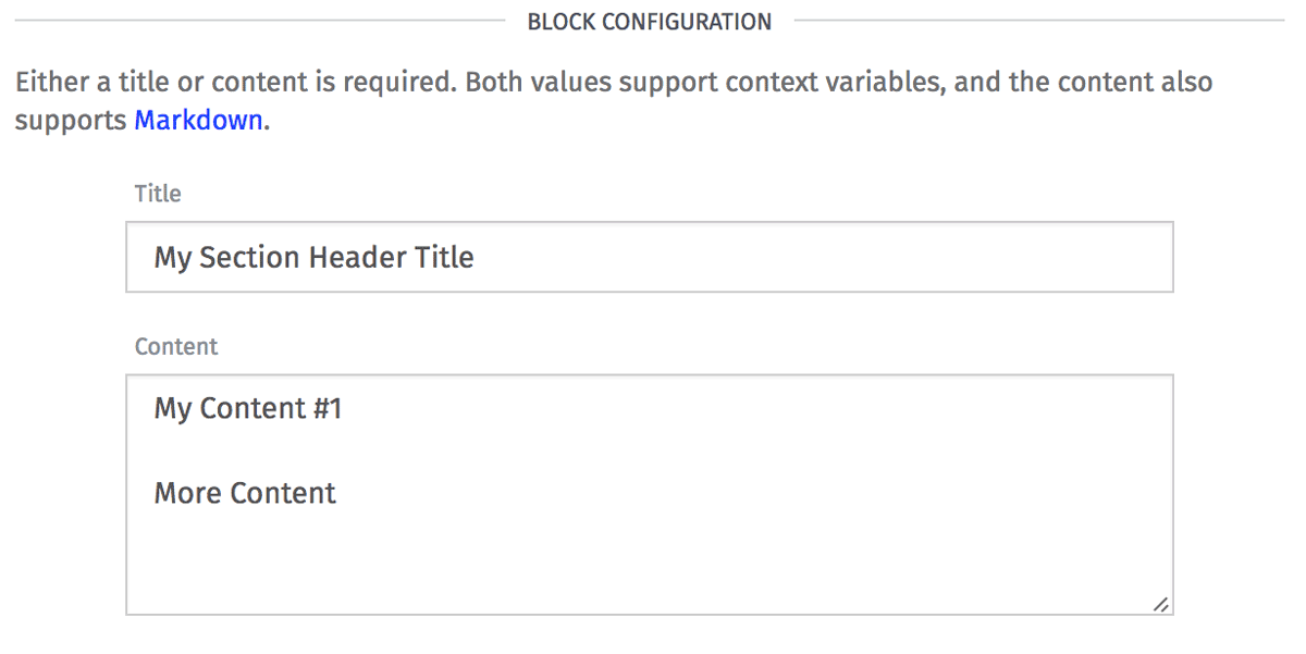 Section Header Config Section Header Config