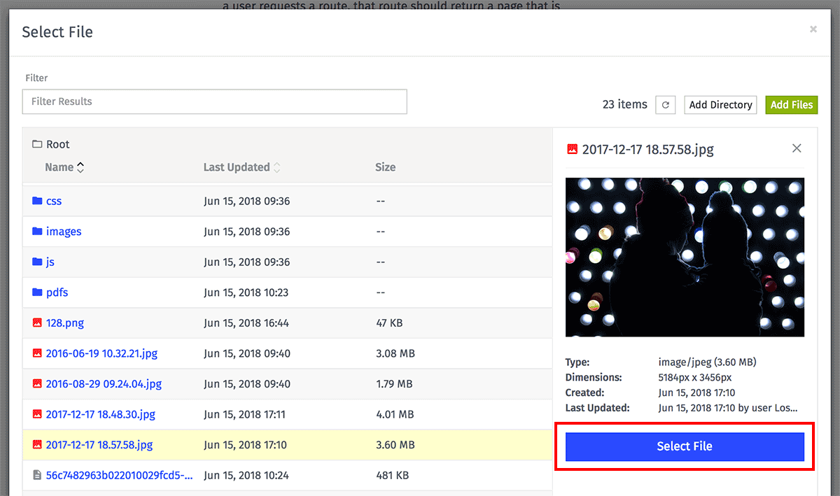 Select File Modal Select File Modal