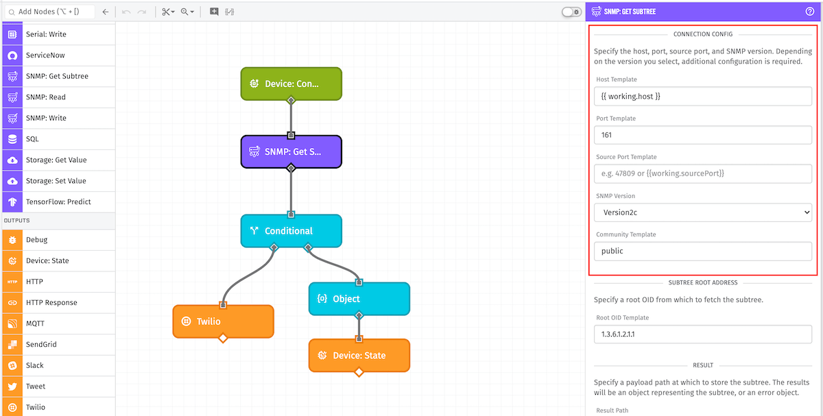 SNMP: Get Subtree Node Connection Configuration SNMP: Get Subtree Session Configuration