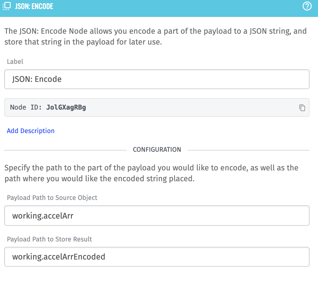 JSON: Encode Node configuration