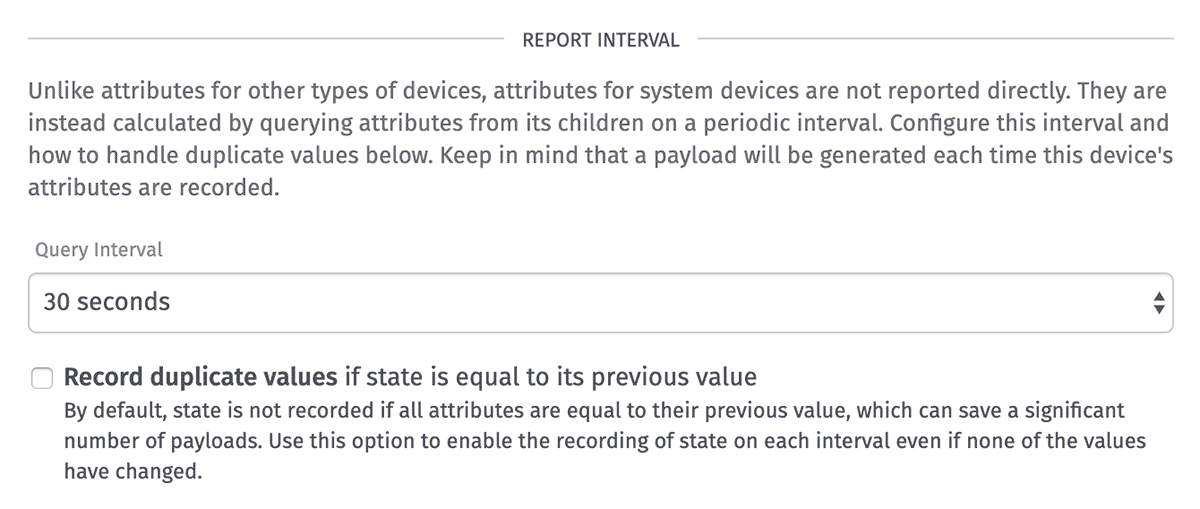 System Report Interval System Report Interval