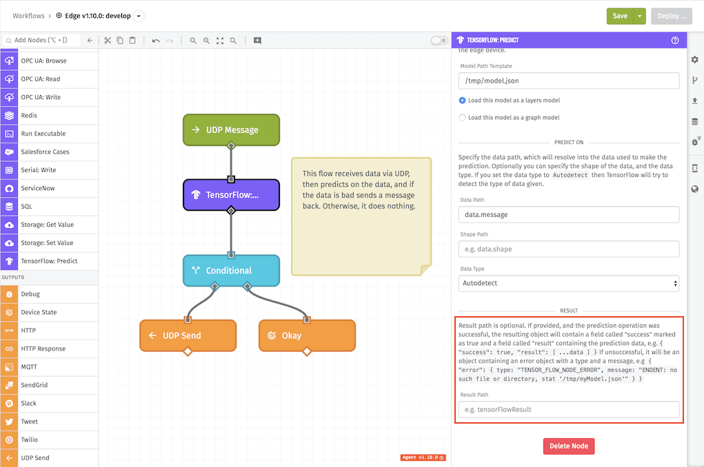 TensorFlow: Predict Node Result TensorFlow Predict Node Result