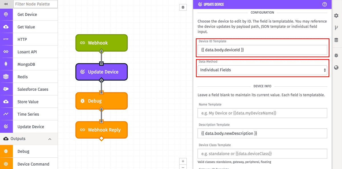 Device: Update Node Configuration Device: Update Node Configuration