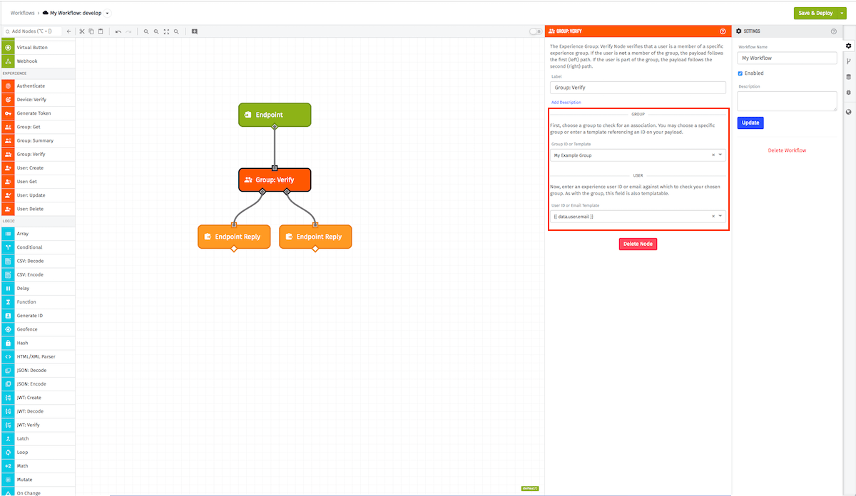 Verify Experience Group Membership Node Config Verify Experience Group Membership Node Config