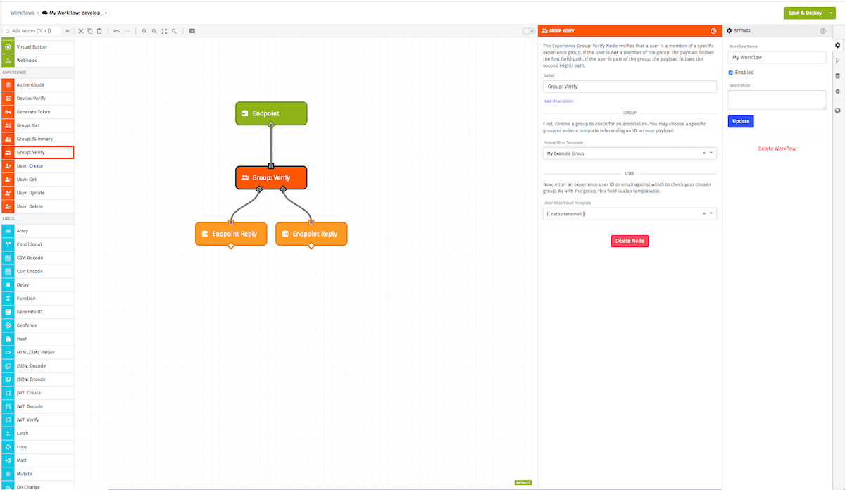 Verify Experience Group Membership Node Verify Experience Group Membership Node