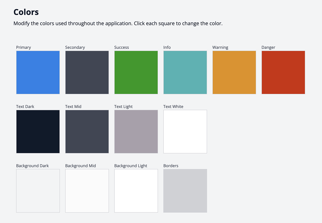 WEGnology WCPF Admin White Label Colors